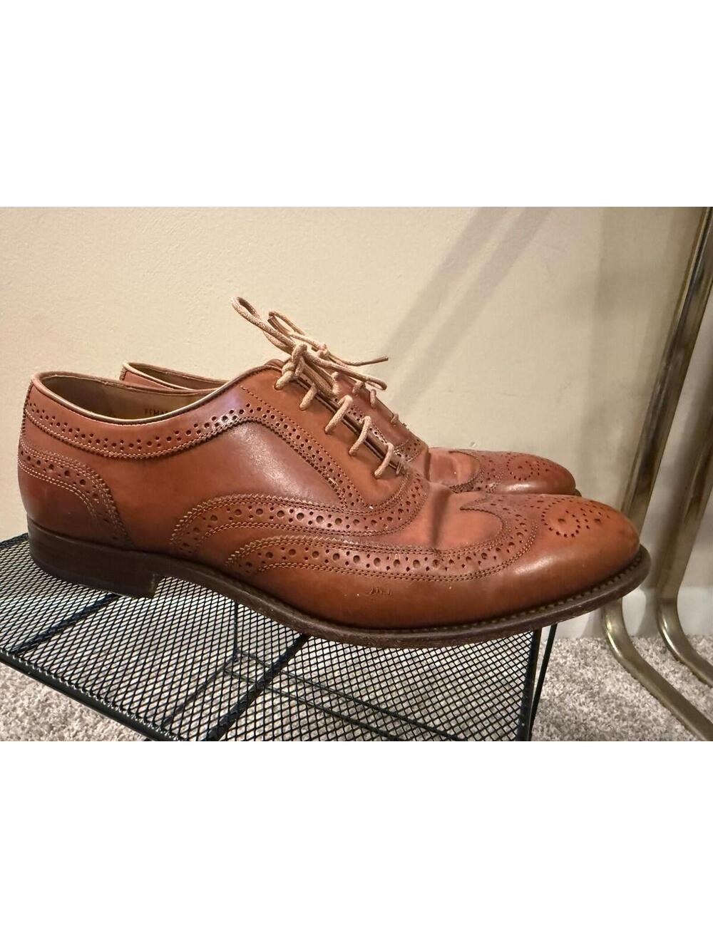 Faconnable Wingtip Wing Tip Oxford Dress Shoes - Men’s 10 D - Chestnut Brown